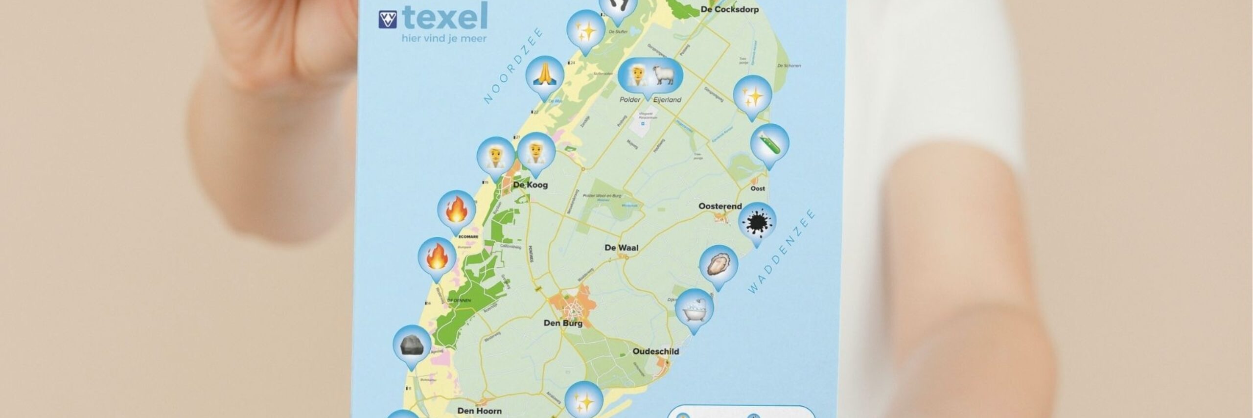 Kaart met wellness locaties VVV Texel