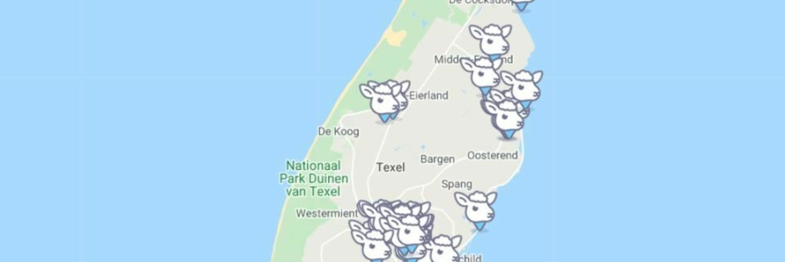 Lammetjesradar met locaties waar de lammetjes lopen VVV Texel