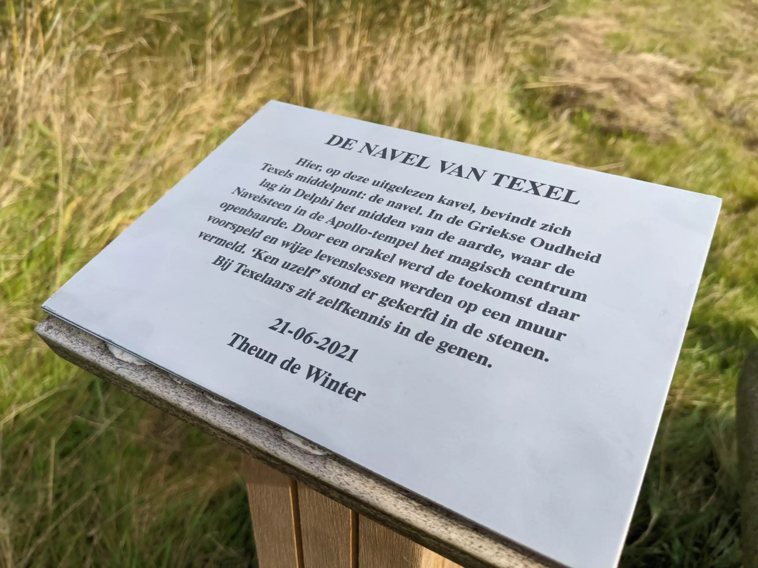 Gedicht bij het middelpunt van Texel VVV Texel